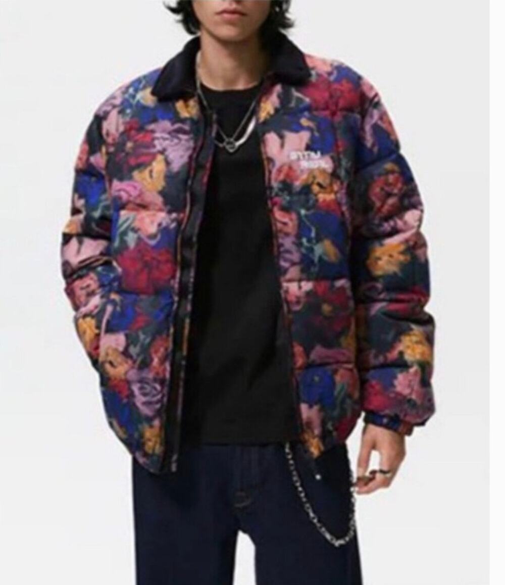 Zara Men’s Floral Puffer Jacket, Size Medium